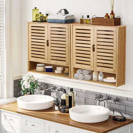Wall Mounted Bathroom Medicine Cabinet With Adjustable Shelves And Doors