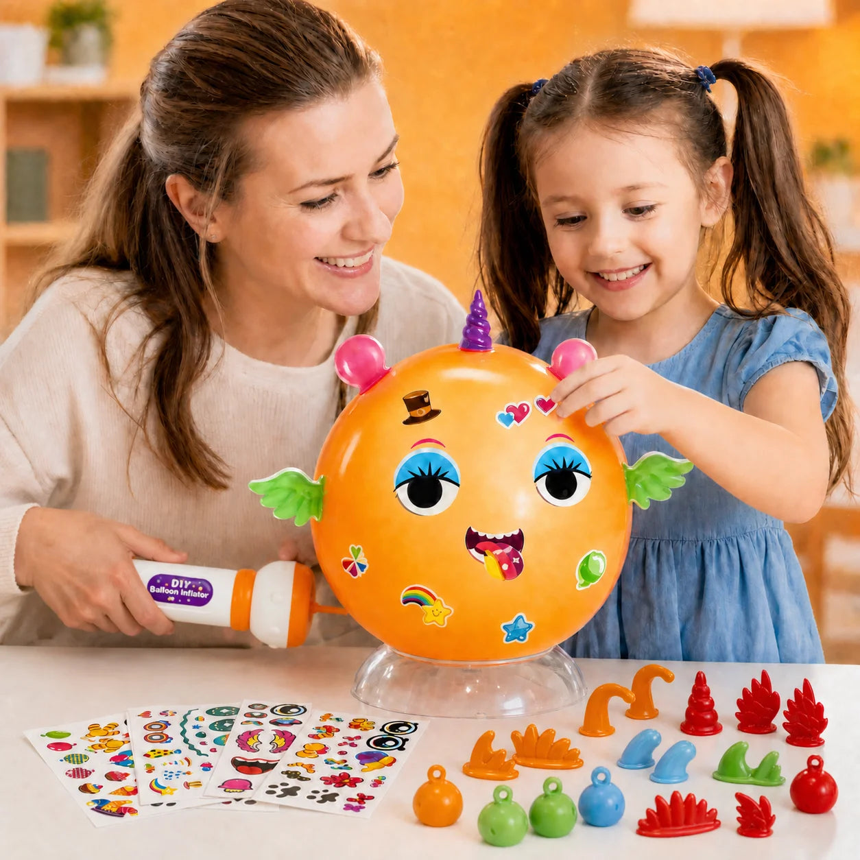 Large‑size DIY Balloon Machine, DIY Magic Sticky Balls, Kids Birthday Gift for Girls, Educational Assemble Bouncy Ball Toy