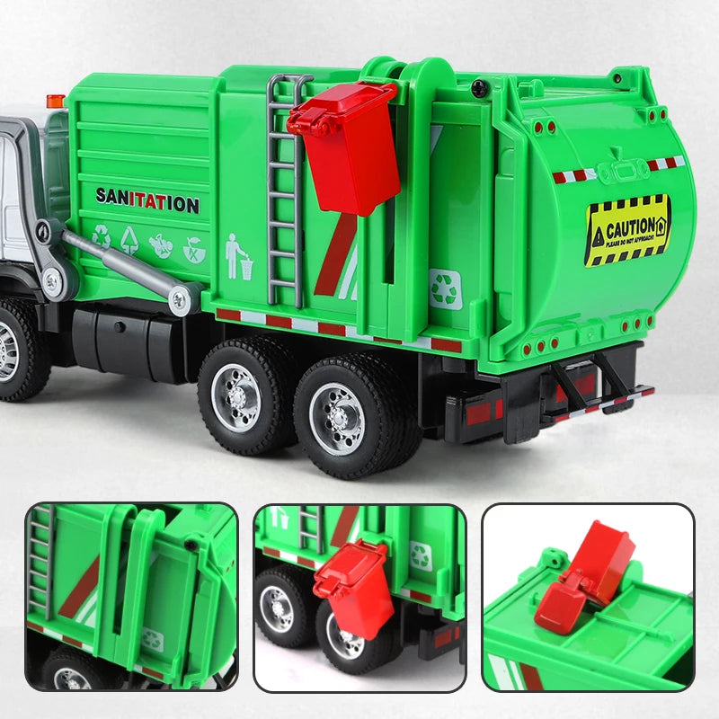 Diecast Garbage Truck Toy With Lights Sounds And Recycling Features