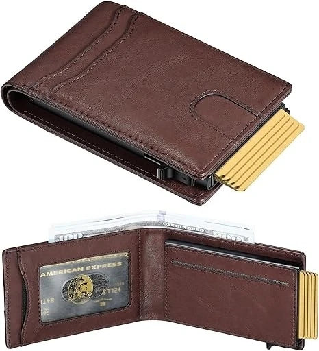 Card Wallet For Men Slim: Smart Rfid Minimalist Front Pocket Pop Up Wallet with ID Window