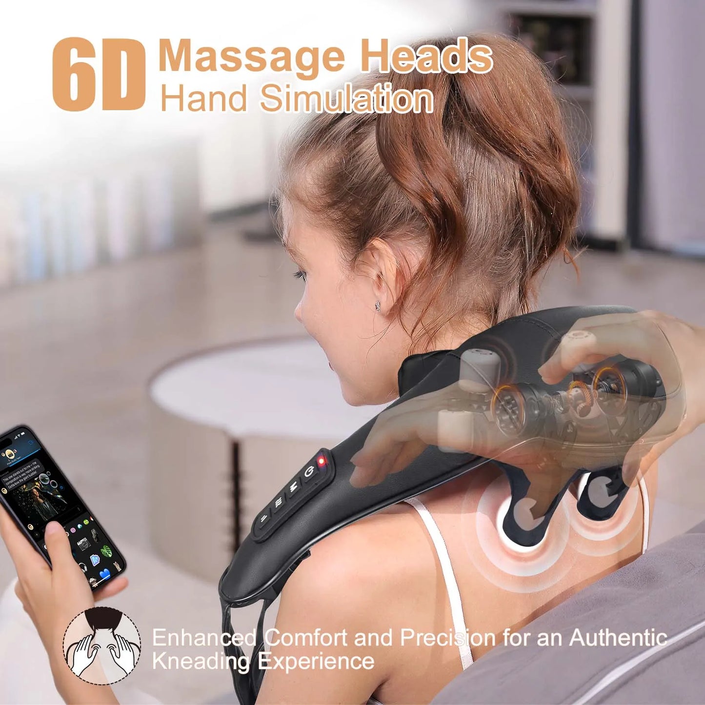 MASGRE Shiatsu Back Neck Massager With Heat 3D Kneading Pillow
