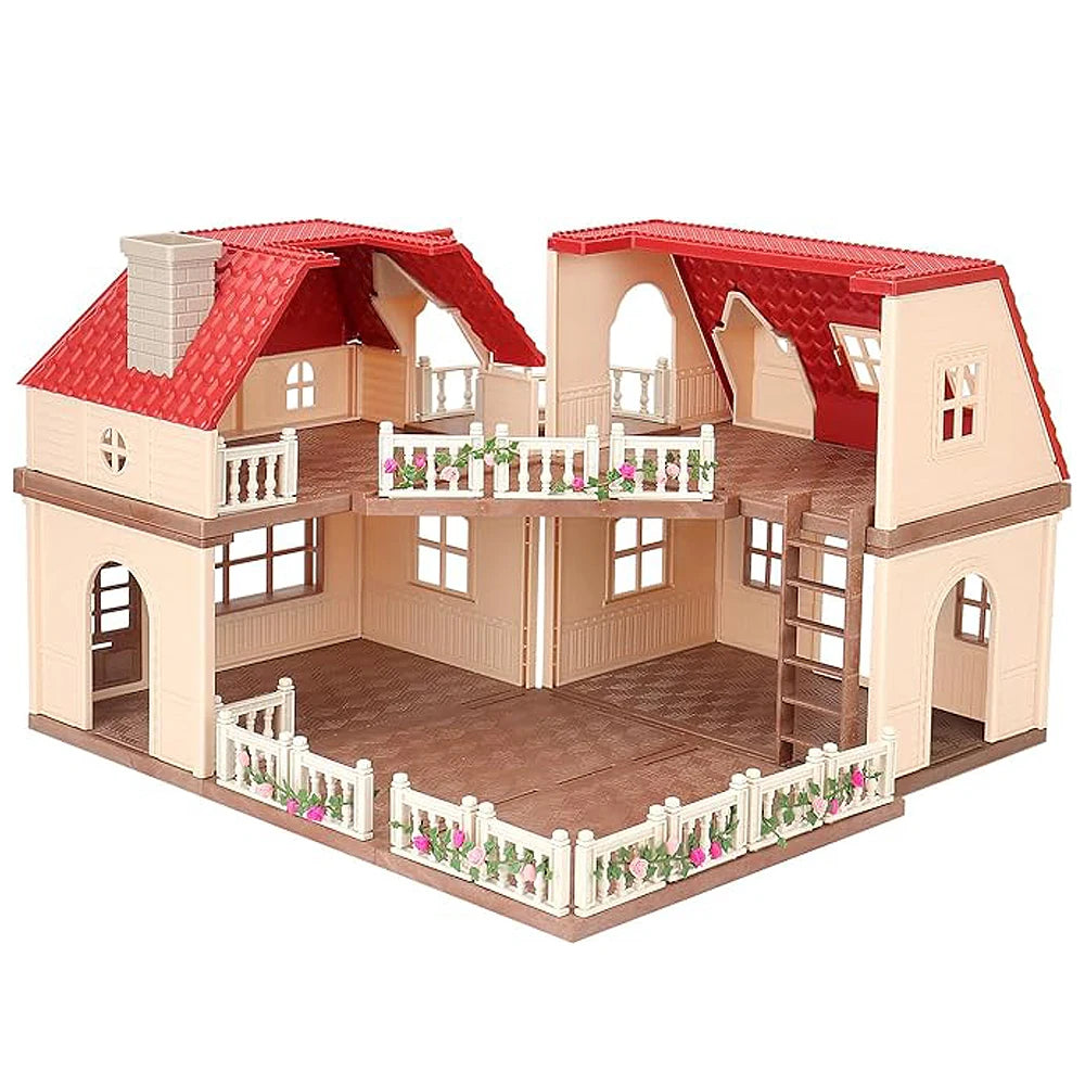 SENGTONGLEHOUSE-A08 DIY Assemble Dollhouse Villa Big House Pretend Play Toy For Girls Simulation Forest Family Cottage Doll House Playset Kids Birthday Gift