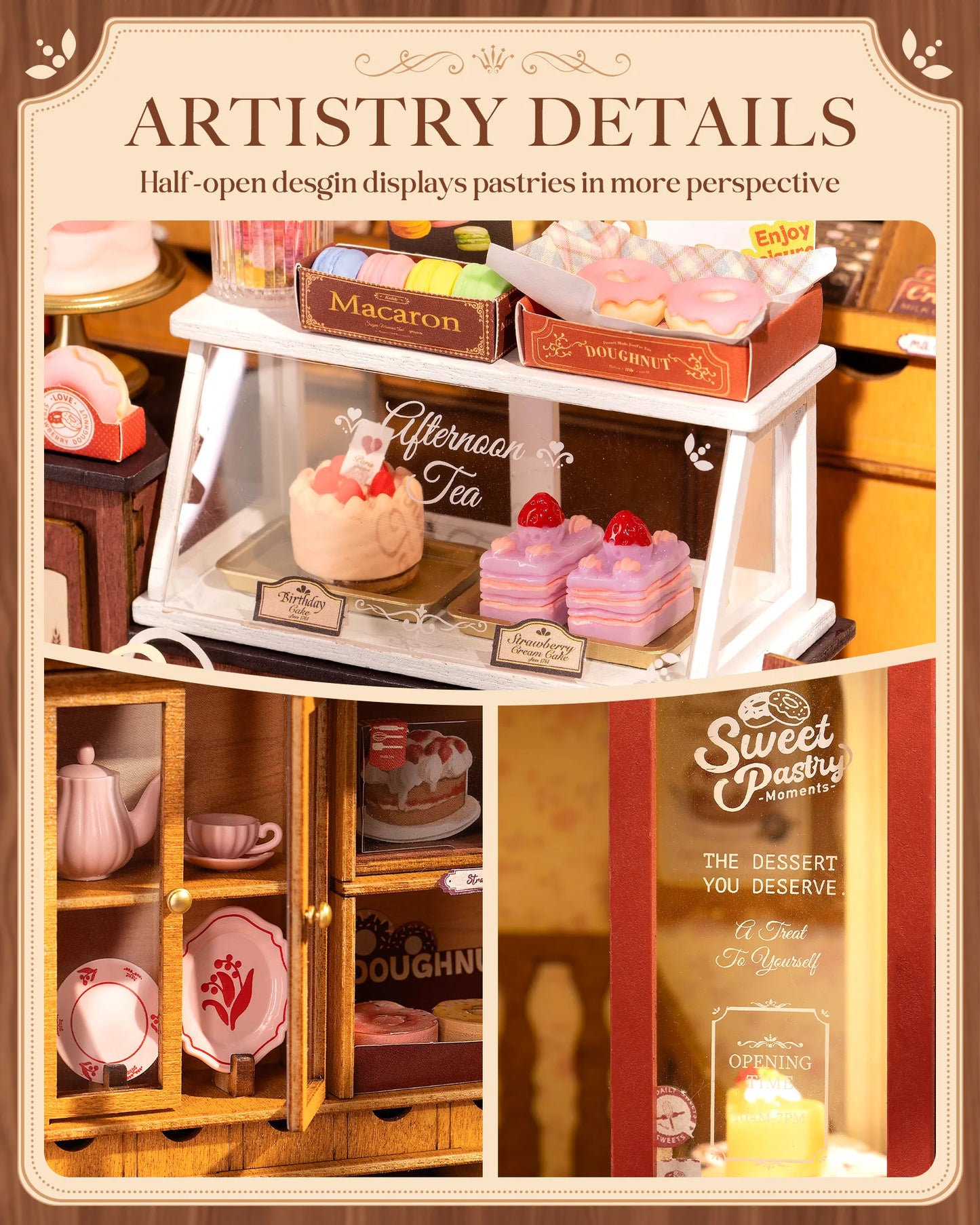 Rolife DIY Miniature House Kit Honey Dessert Talk 3D Puzzle Dollhouse Building Model Kit Home Desk Decor Gift for Adult Friends
