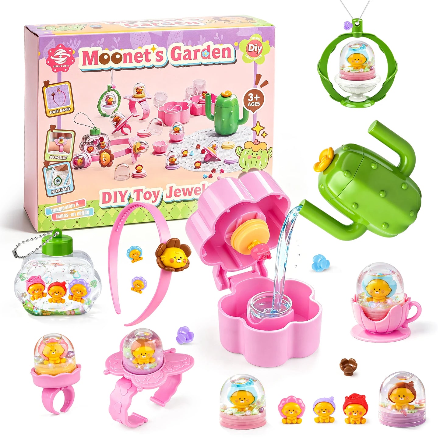 DIY Pretend Play Jewelry Toy, Princess Girls Kids Hair Accessories Necklace Makeup Toy Treasure Chest