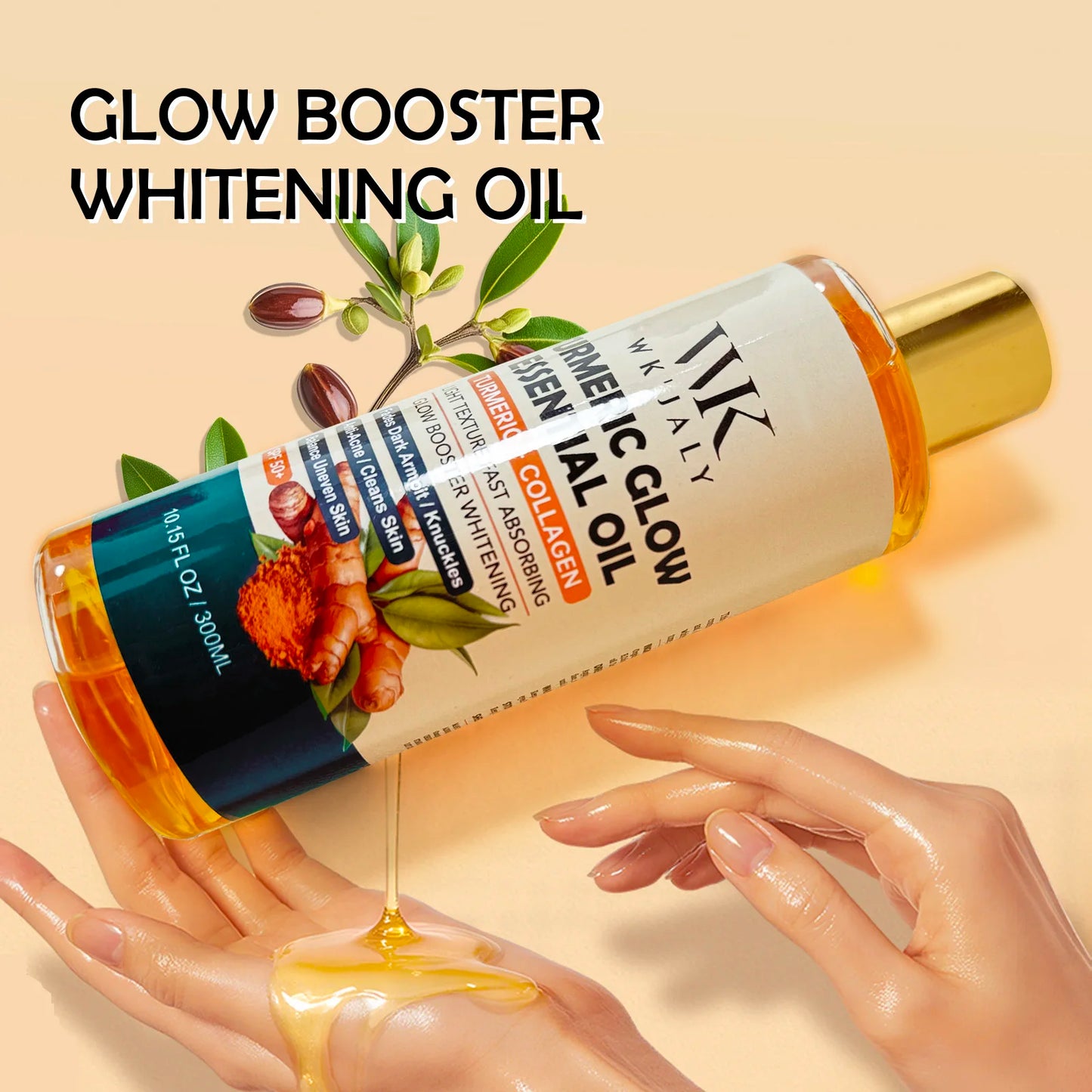 WK JALY Lightening Body Oil, Deeply Moisturizing, Hydration, Smooth Skin, Reduce Spots, Melanin, for Dark, Black, Caramel Skin