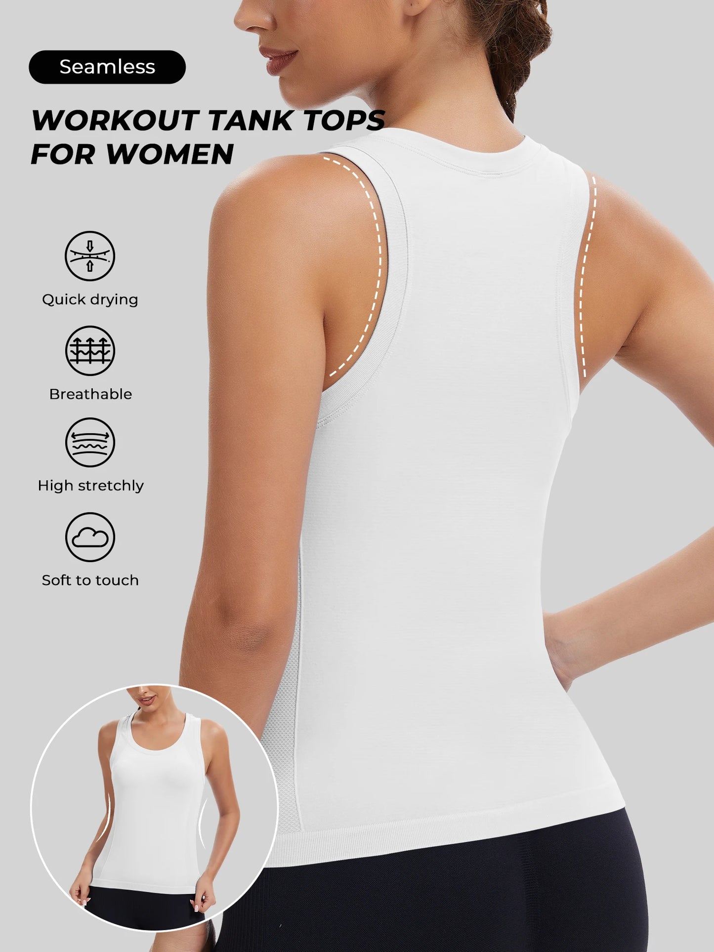 Women's Racerback Seamless Workout Tank Top Yoga Running Gym