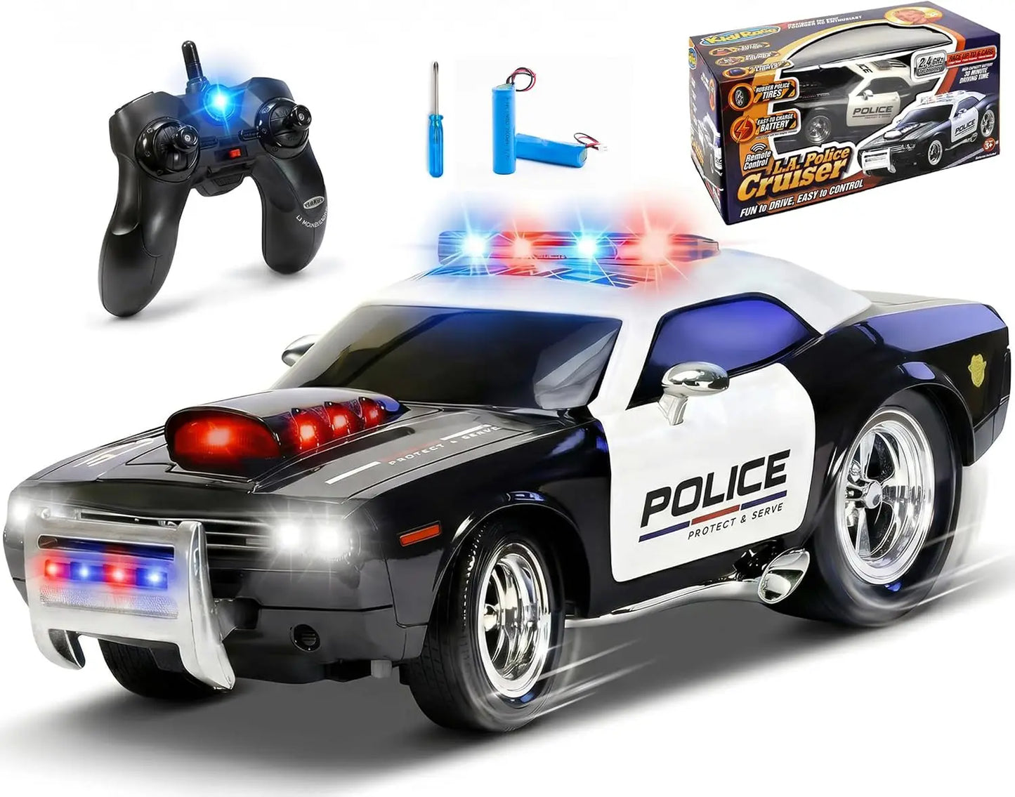 Remote Control Police Car, Rechargeable Toy with Lights and Siren for Kids, Hobby RC Car, Birthday Gift for Boys & Girls Ages 3-12 (3,4,5,6,7,8,9,10,11,12 Year Old)