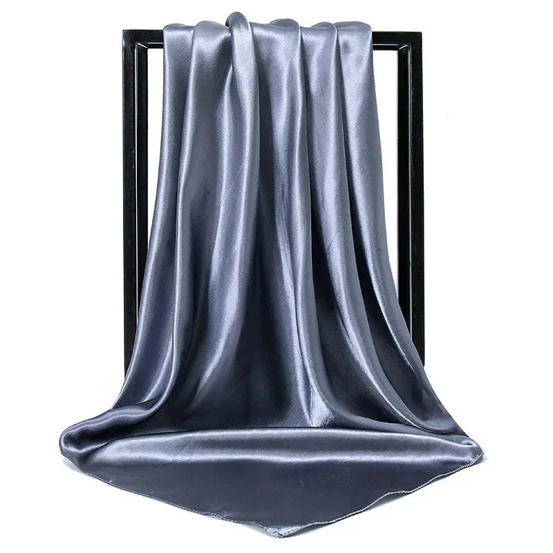 JTVOVO Silk Hijab Scarf Women Satin Solid Bandana Shawl