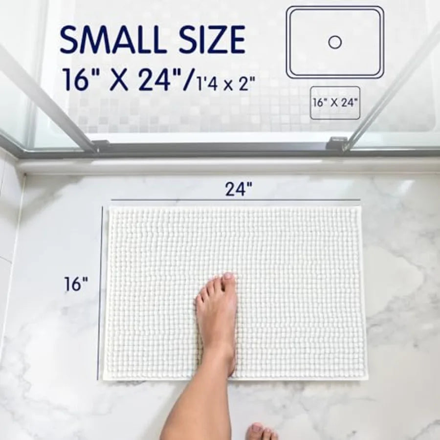 Soft Chenille Bath Rug Machine Washable Quick Dry Shower Mat
