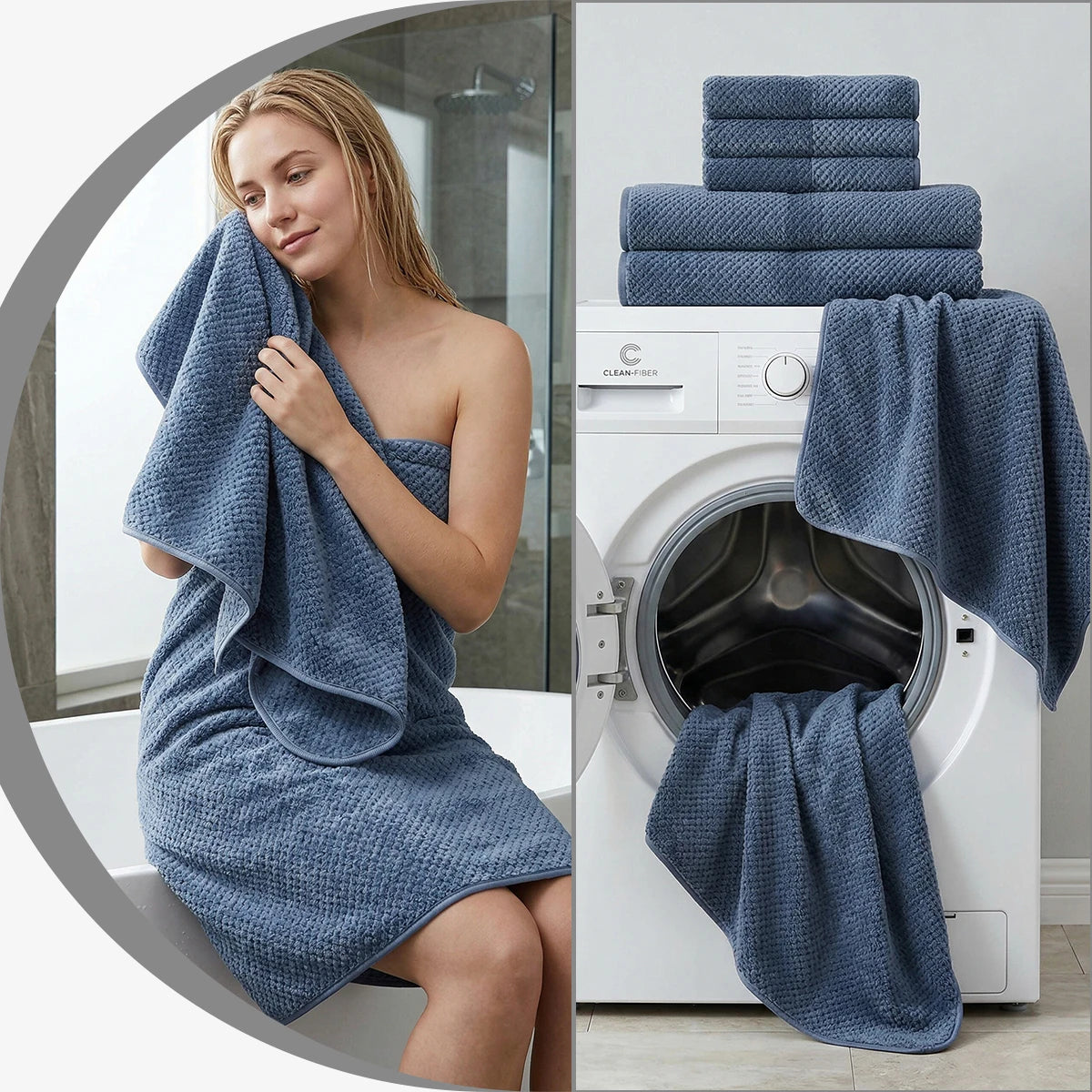 8-Piece Premium Towel Set, 2 Bath Towels + 2 Hand Towels + 4 Face Towels, Soft and Comfortable, Highly Absorbent, Machine Washable
