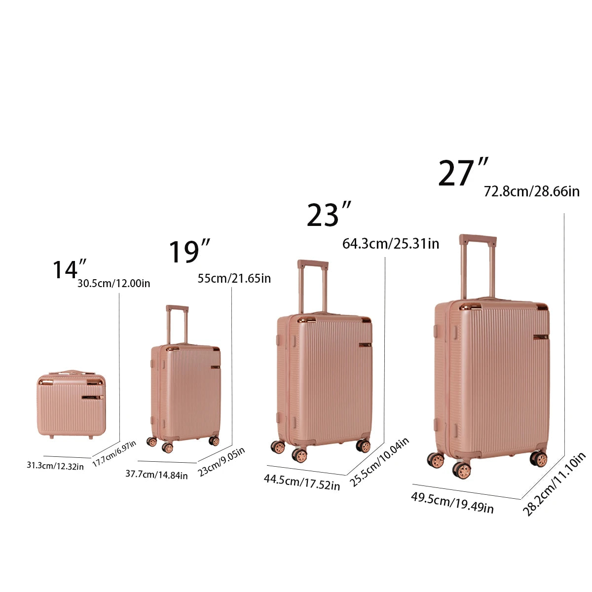 4pcs Hard Suitcases Set, 360 ° Dual Rotating Four-wheel , Password Lock, Lightweight Universal Wheel Luggage, 14"19"23"27 Inch