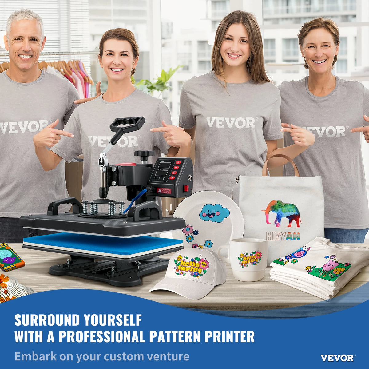 SucceBuy 5-in-1 Digital Clamshell Heat Press Sublimation Transfer Machine