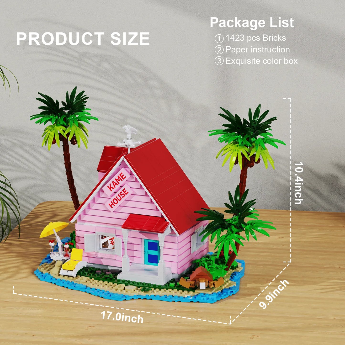 Kame House Building Blocks Set Japanese Anime Architecture Turtle Immortal House Toys Christmas Gifts for Fans Kids(1423PCS)