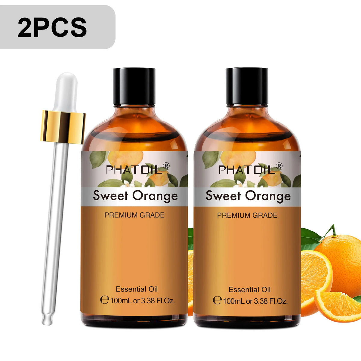 PHATOIL 2PCS Pure Aromatherapy Essential Oils for Diffuser Humidifier Soap Candle Making 100ml Vanilla Lavender Sandalwood Lemon Cinnamon Aroma Essential Oil Set
