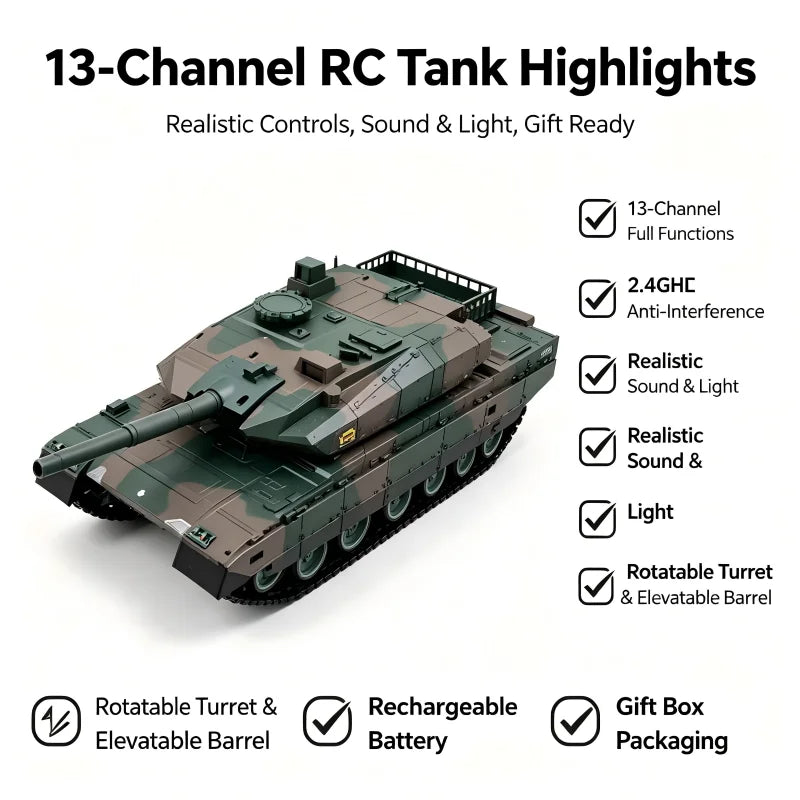 TONGLI RC Battle Tank With Remote Control And Realistic Effects