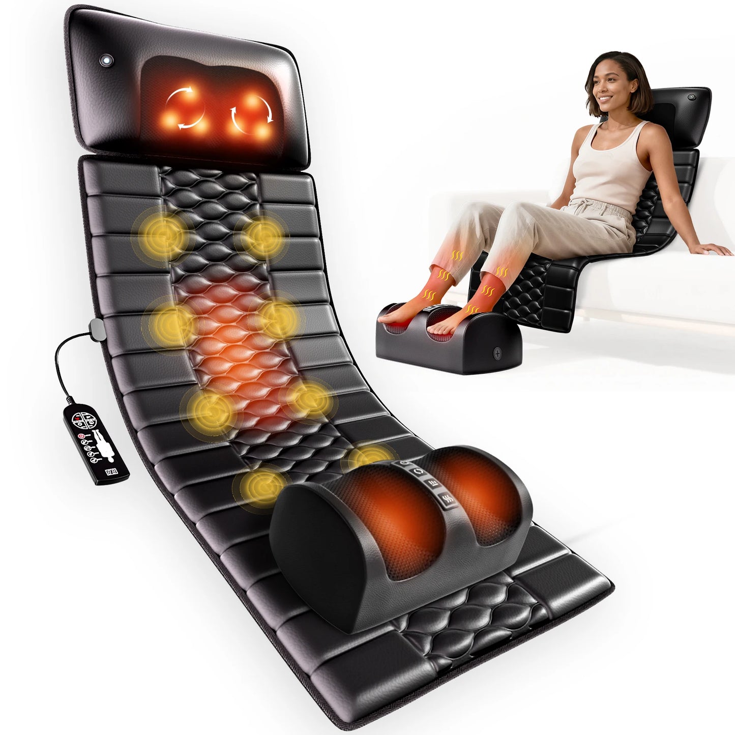 HOMEMASSA Shiatsu Full Body Massage Mat With Heat And Detachable Pad