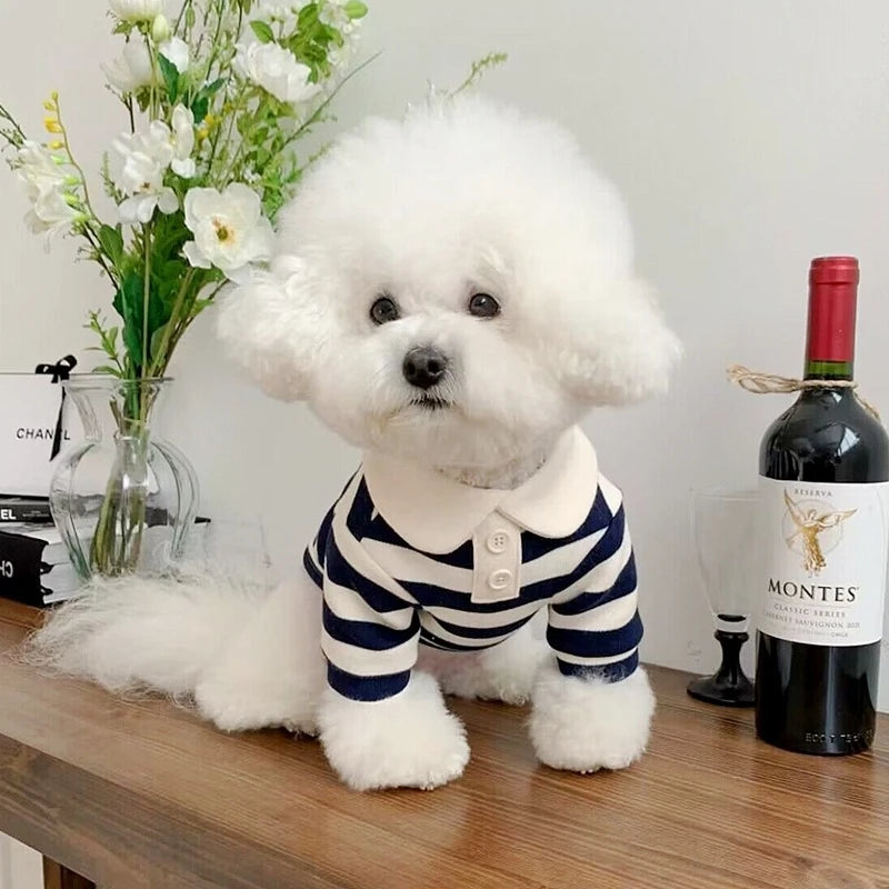 Summer Polo Shirt For Dogs Stripe Style Sweatshirt Cooling Vest