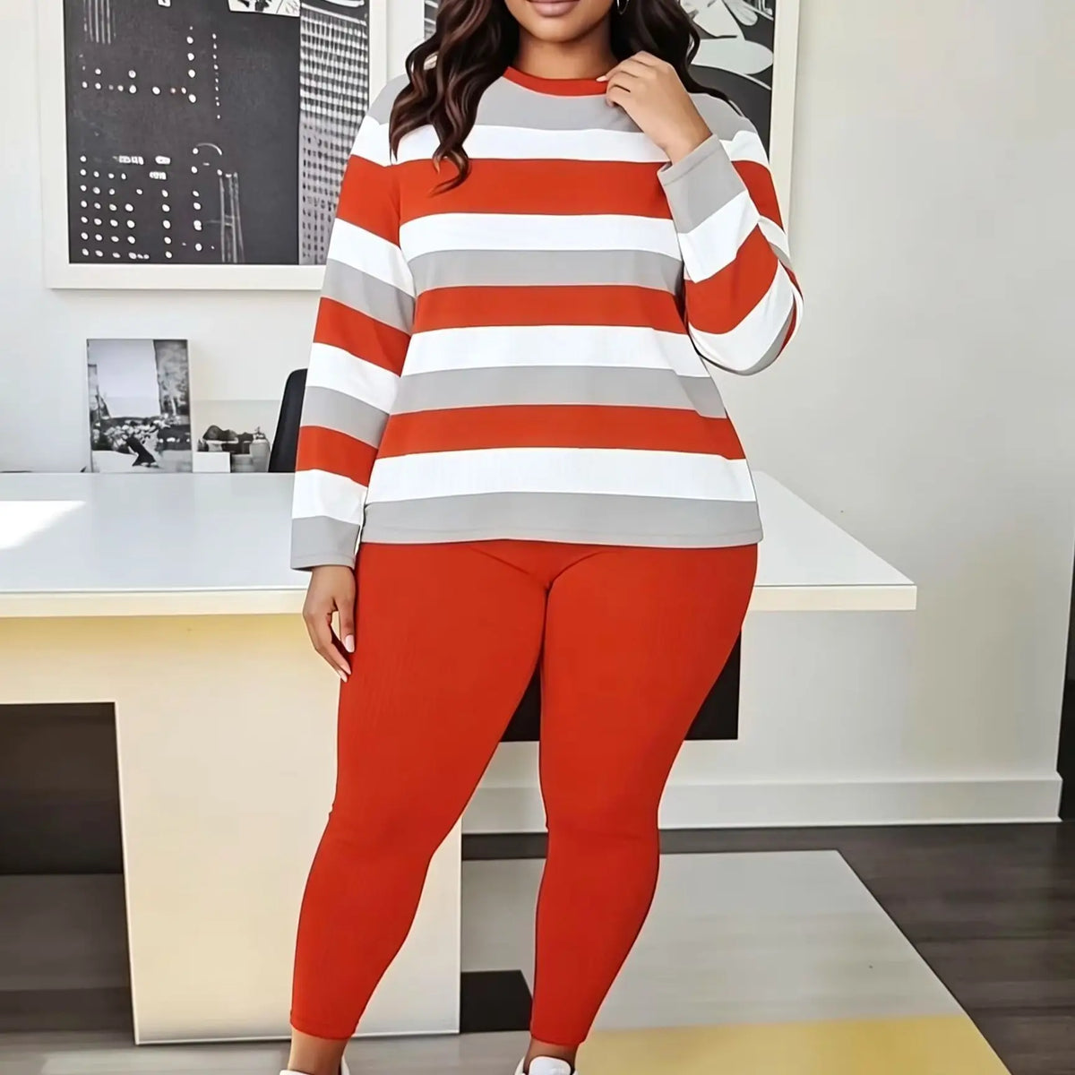 Women's Relaxed Fit Two Piece Knit Loungewear Set