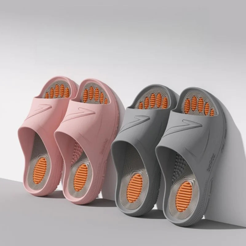 Particle massage cool slippers for men and women, summer indoor home anti-slip slippers - pure color simple casual slippers