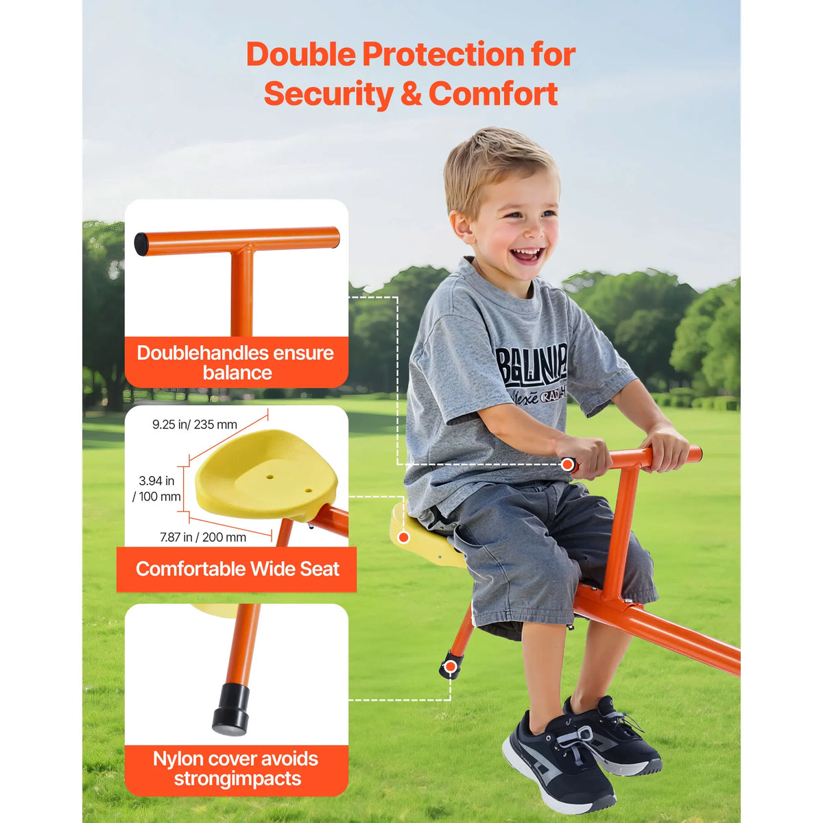 SucceBuy Kids Seesaw 100Lbs Per Seat Sit & Spin Teetertotter with 3 Support Legs for Children Outdoor Playground Equipment