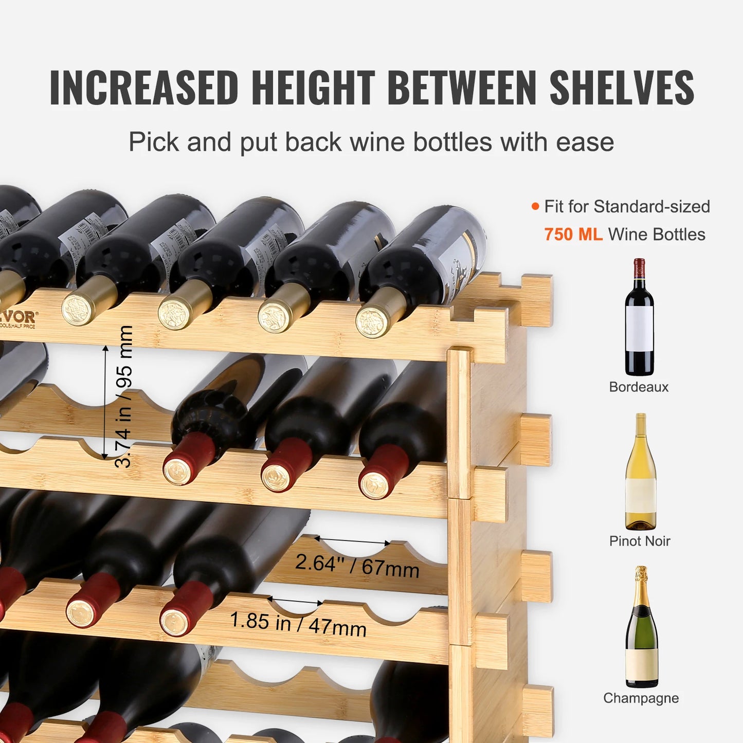 Succebuy Modular Bamboo Wine Rack For Cellar Storage