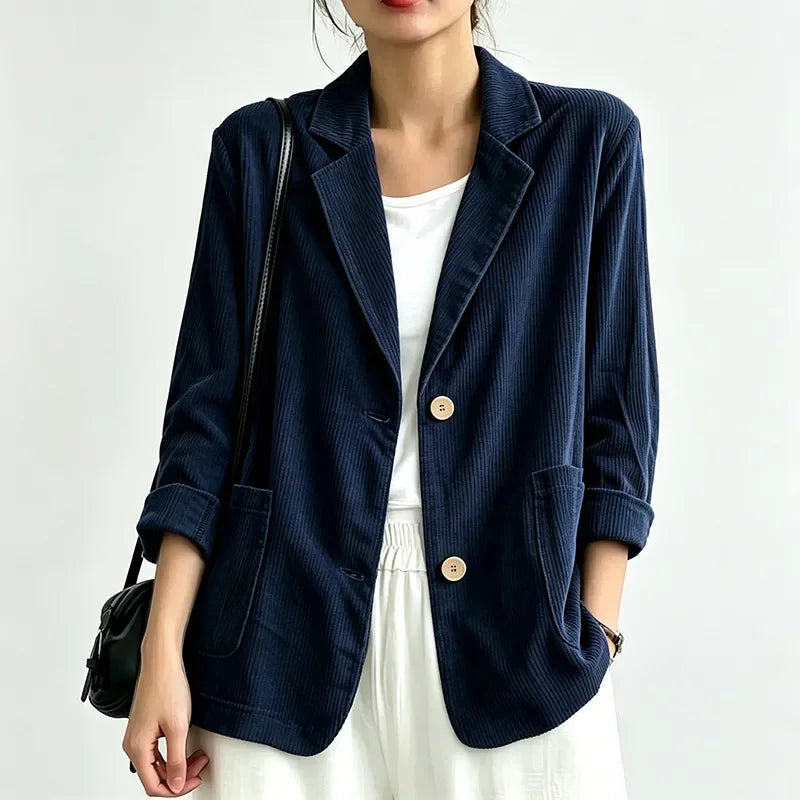Women's Vintage Casual Single Breasted Cotton Blend Jacket