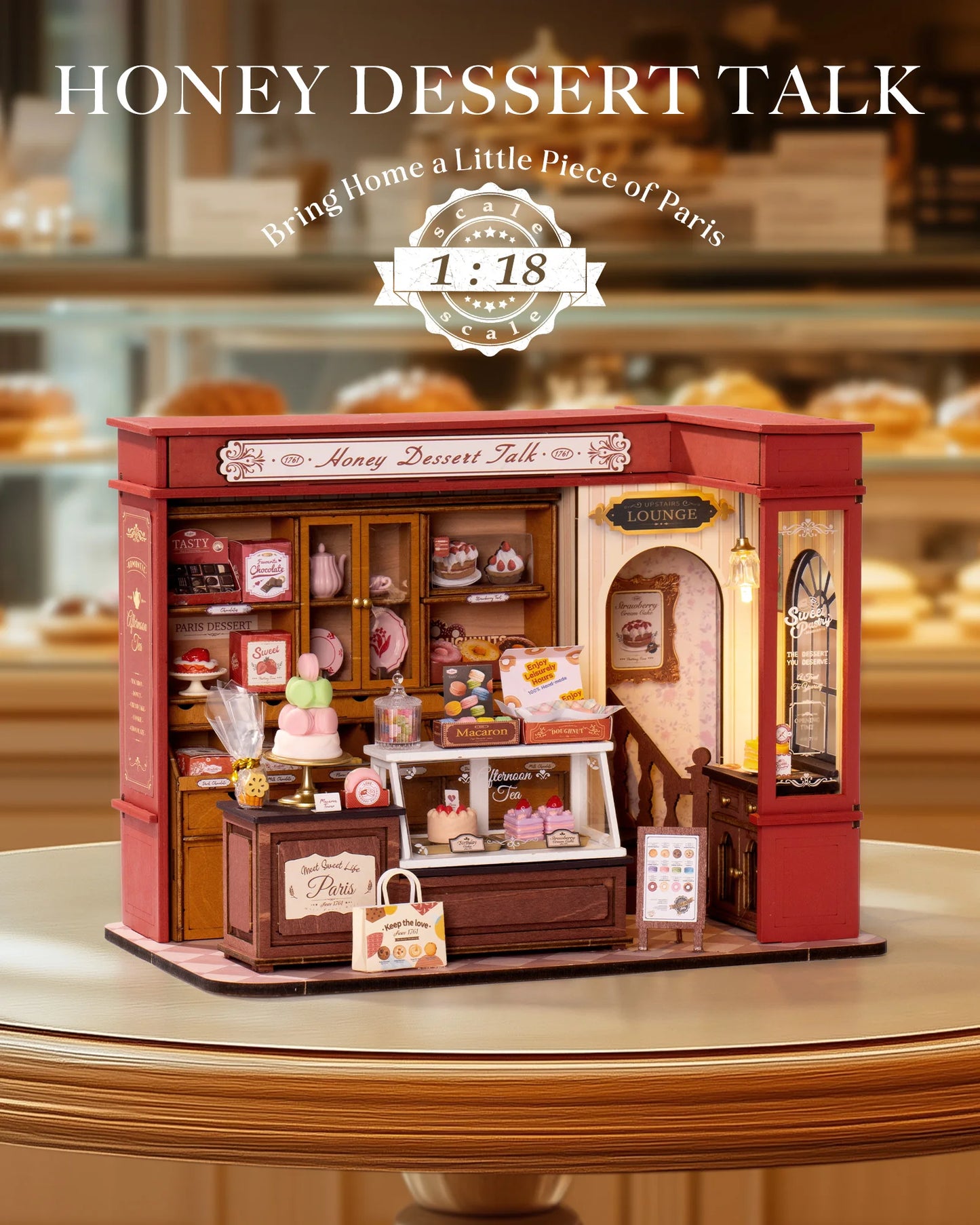 Rolife DIY Miniature House Kit Honey Dessert Talk 3D Puzzle Dollhouse Building Model Kit Home Desk Decor Gift for Adult Friends