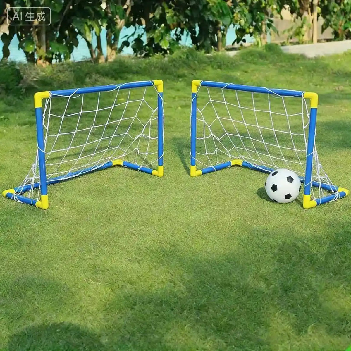 2Pcs Kids Football Goal Net Set Portable Soccer Goals with Ball Pump Indoor Outdoor Sports Game Toy for Children