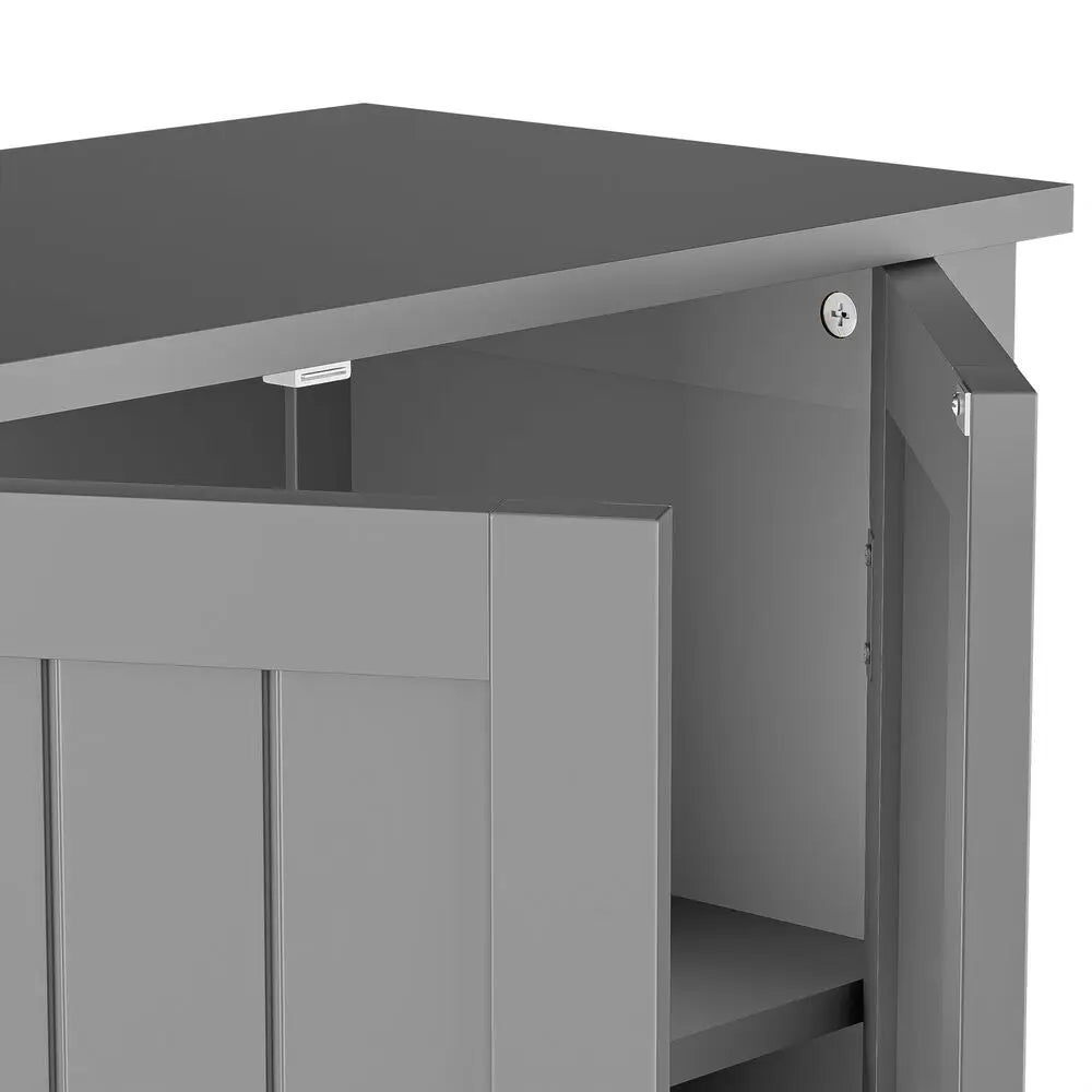 Bathroom Floor Cabinet Storage Solid Wood Cupboard Free Standing With 3 Shelves