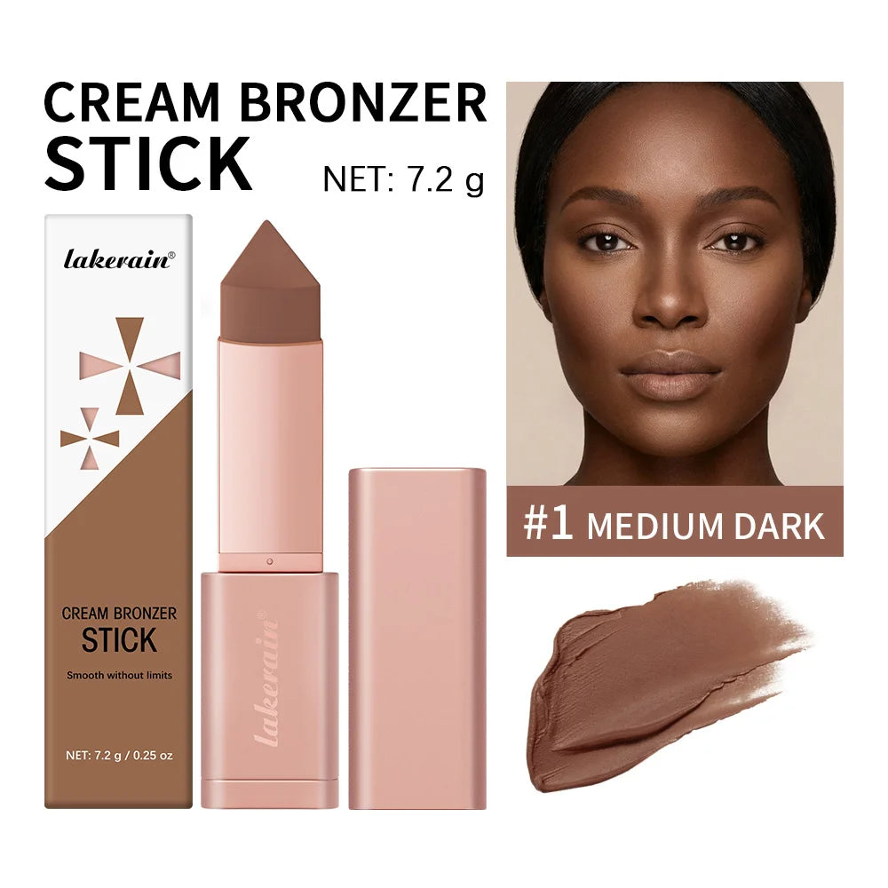 2Pcs Cream Bronzer Stick Smooth Blendable Face Contour Shading Stick Waterproof Long Lasting Natural Sun‑Kissed Bronzing Makeup For All Skin Tones