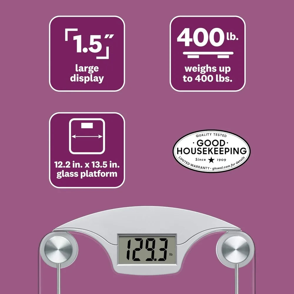 Weight Watchers Scales by Conair Bathroom Scale for Body Weight, Glass Body Scale Measures Weight Up to 400 Lbs