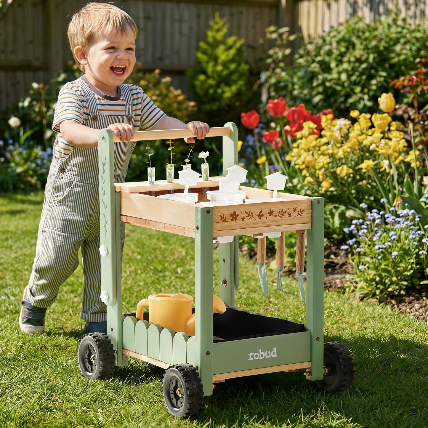 ROBUD Wooden Mud Kitchen Outdoor for Kids with Removable Sink Faucet Garden Tools Accessories Pretend Play Kitchen Toy Montessori Outdoor Toy Gift for Boys Girls Age 3+