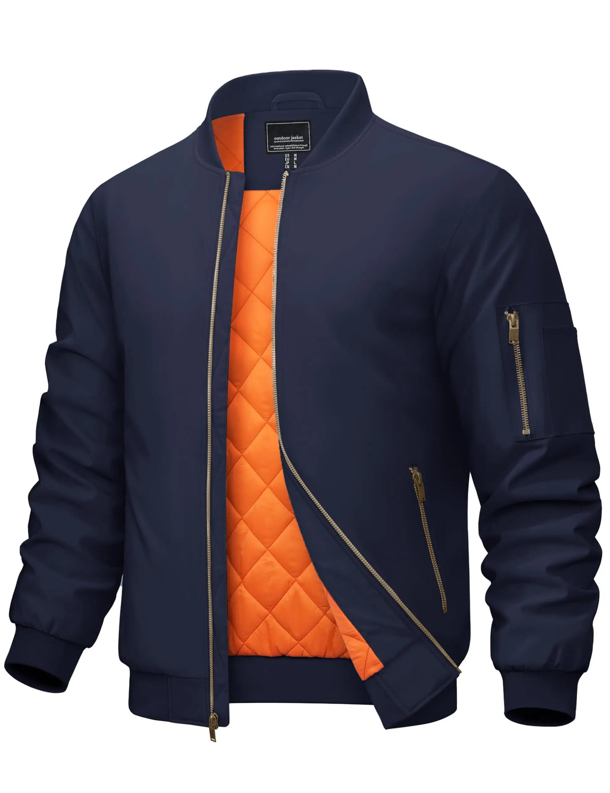 Cavva Men's Padded Windbreaker Jacket With Zipper Pockets For Travel