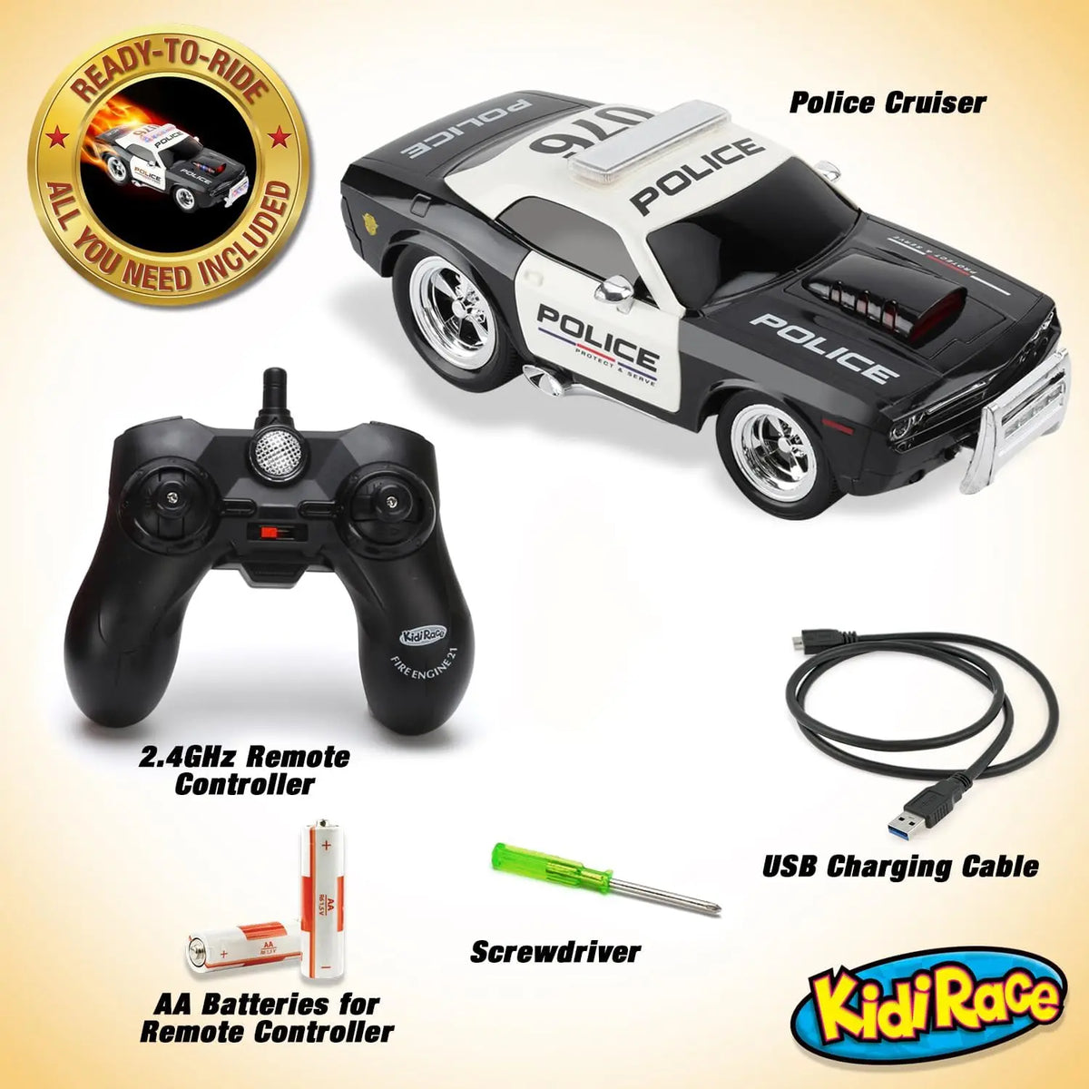 Remote Control Police Car, Rechargeable Toy with Lights and Siren for Kids, Hobby RC Car, Birthday Gift for Boys & Girls Ages 3-12 (3,4,5,6,7,8,9,10,11,12 Year Old)