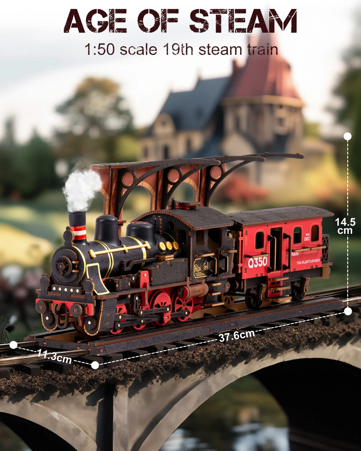 Robotime Steam Train Model Kits 3D Wooden Puzzles Home Decor Craft Gifts for Adults Men Boys Girls