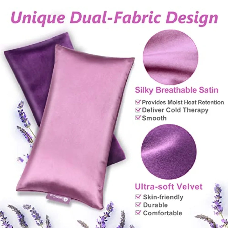 Lavender Eye Pillow for Relaxation Yoga Sleeping Weighted Eye Mask Heated for Headache Sinus Dry Eye Relief Moist Heat Eyes Com