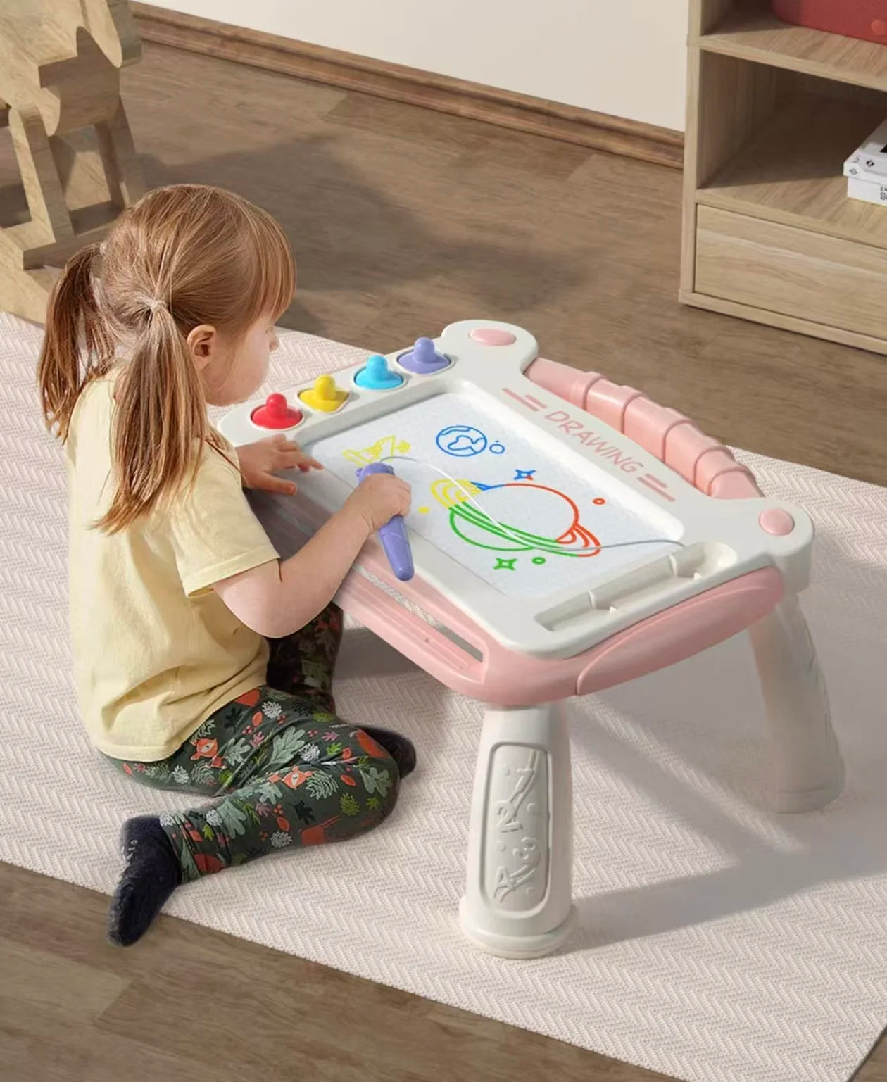 Toddler Magnetic Drawing Table Board, Erasable Kids Graffiti Writing Sketch Pad with Stamps & Pen, Portable Educational Drawing Toy, Perfect Children Holiday Birthday Gift