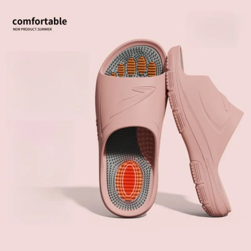 Particle massage cool slippers for men and women, summer indoor home anti-slip slippers - pure color simple casual slippers