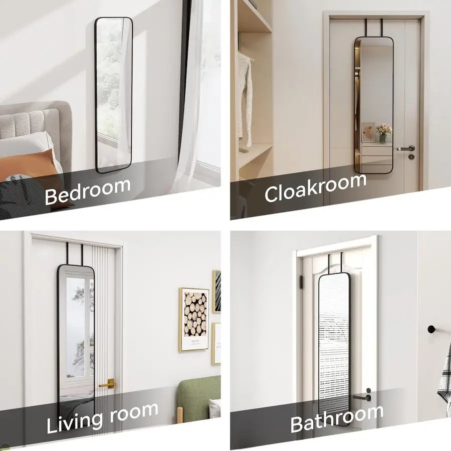 Rectangle Full Body Mirror With Aluminum Alloy Frame For Door Hanging Wall Mount