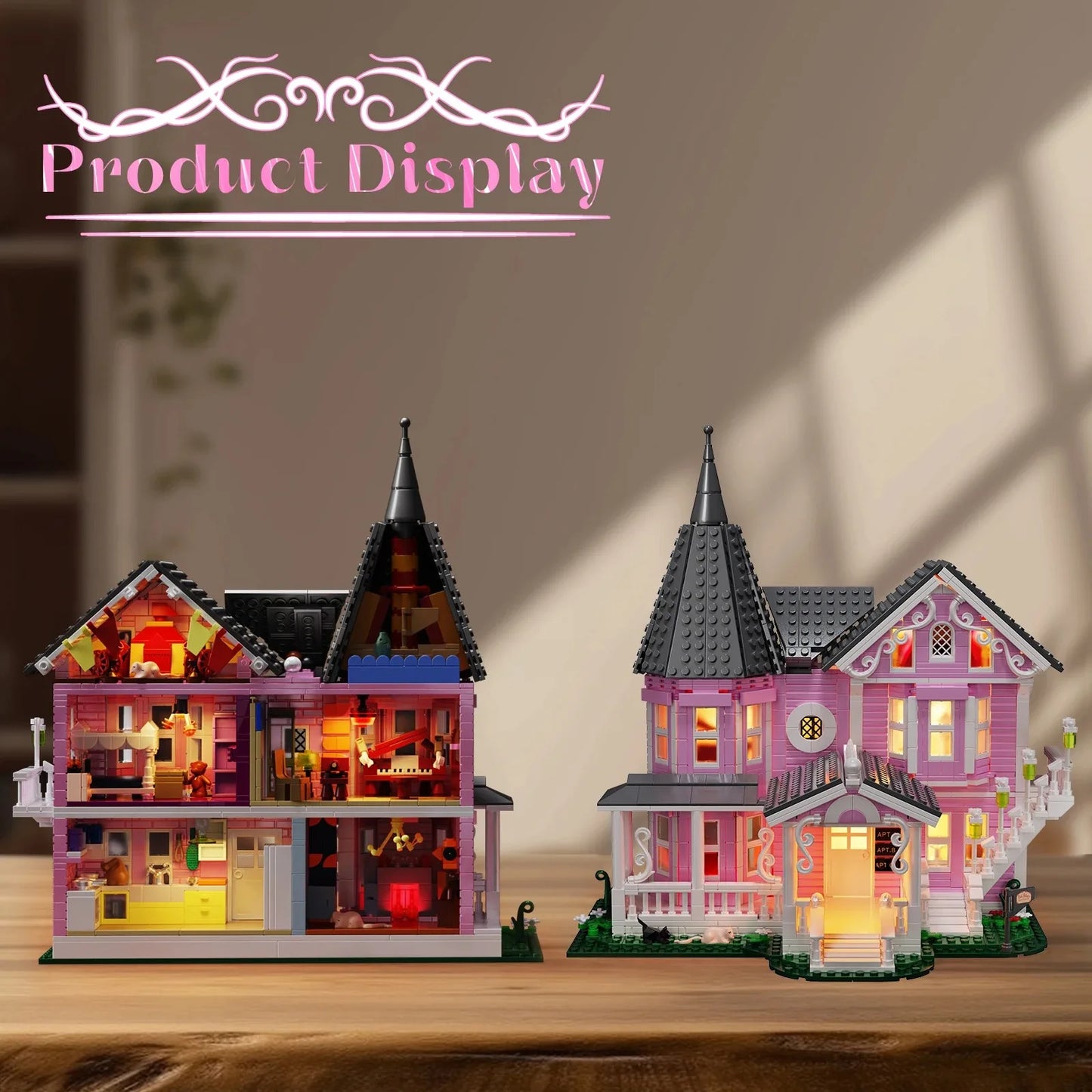 1349 PCS Coralines Building Block Set Pink Palace Model Apartment Ideas Movie Architecture Toy for Boys and Girls Gift