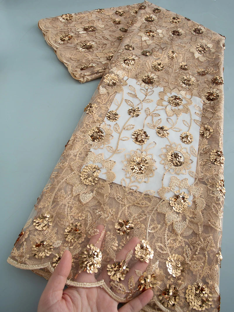 JiaDong Beaded Lace Fabric With Sequins For Party