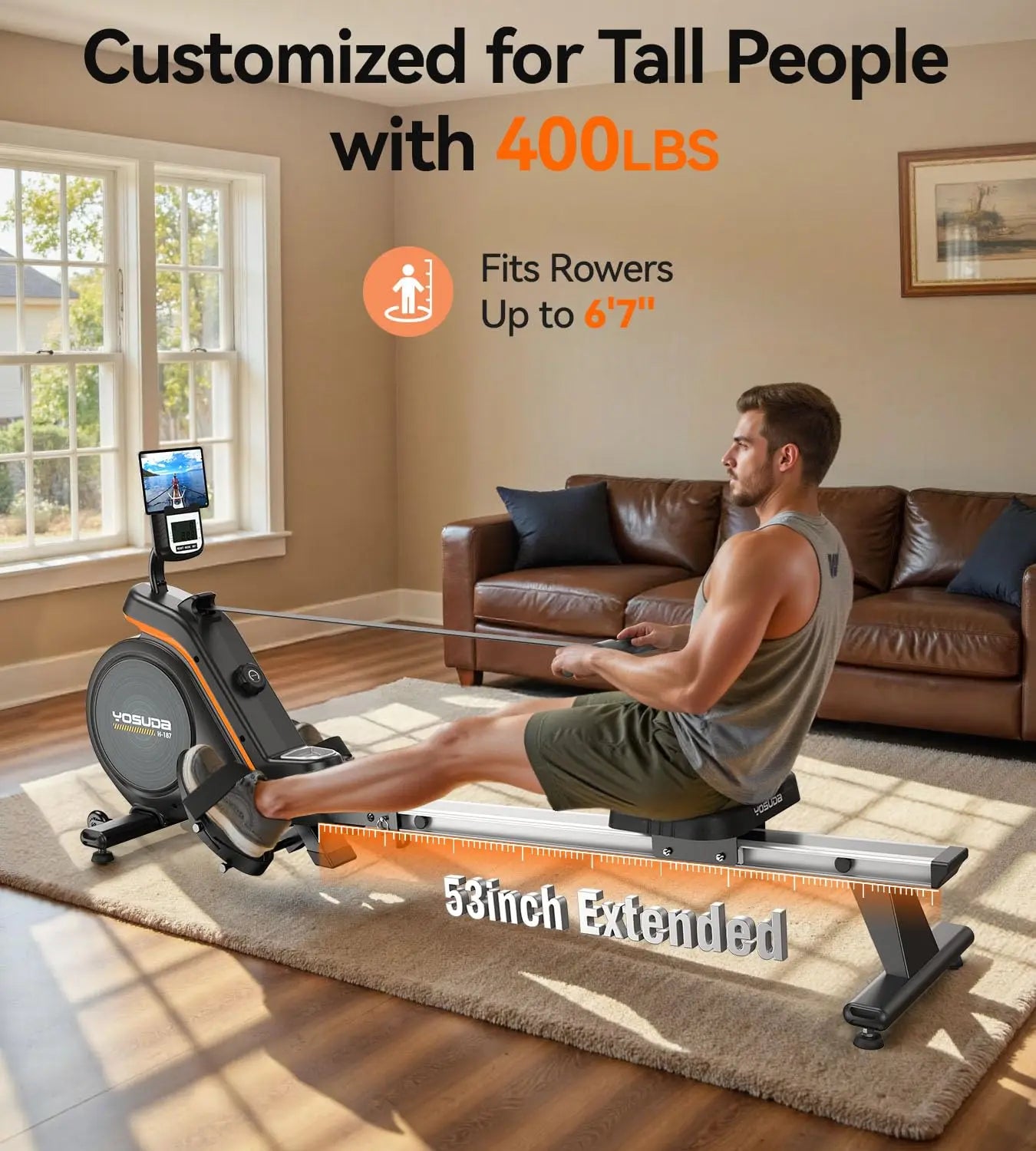 YOSUDA Magnetic Rowing Machine With Bluetooth App Support For Home Gym