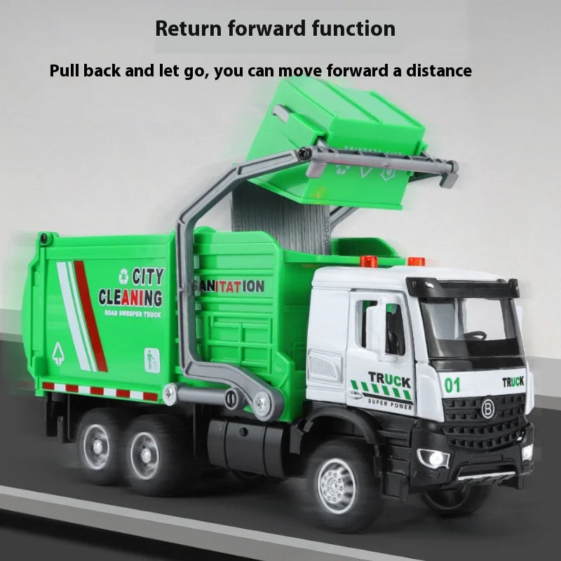 Diecast Garbage Truck Toy With Lights Sounds And Recycling Features
