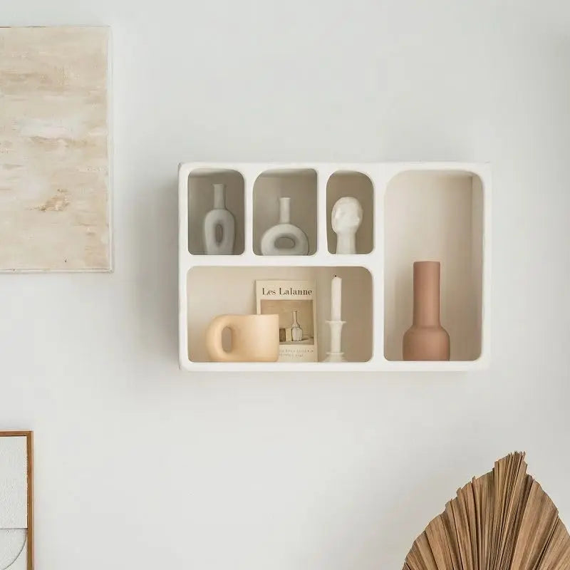 Bymaocar Wall Mounted Storage Cabinet Floating Shelf With 5 Compartments