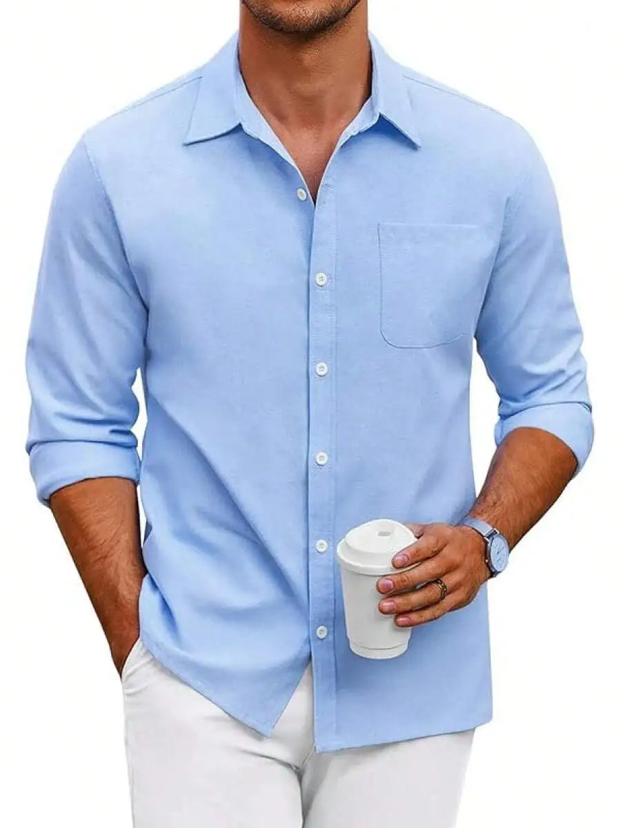 Mens Oxford Shirt Long Sleeve Button Down Casual Dress Shirt Regular Fit