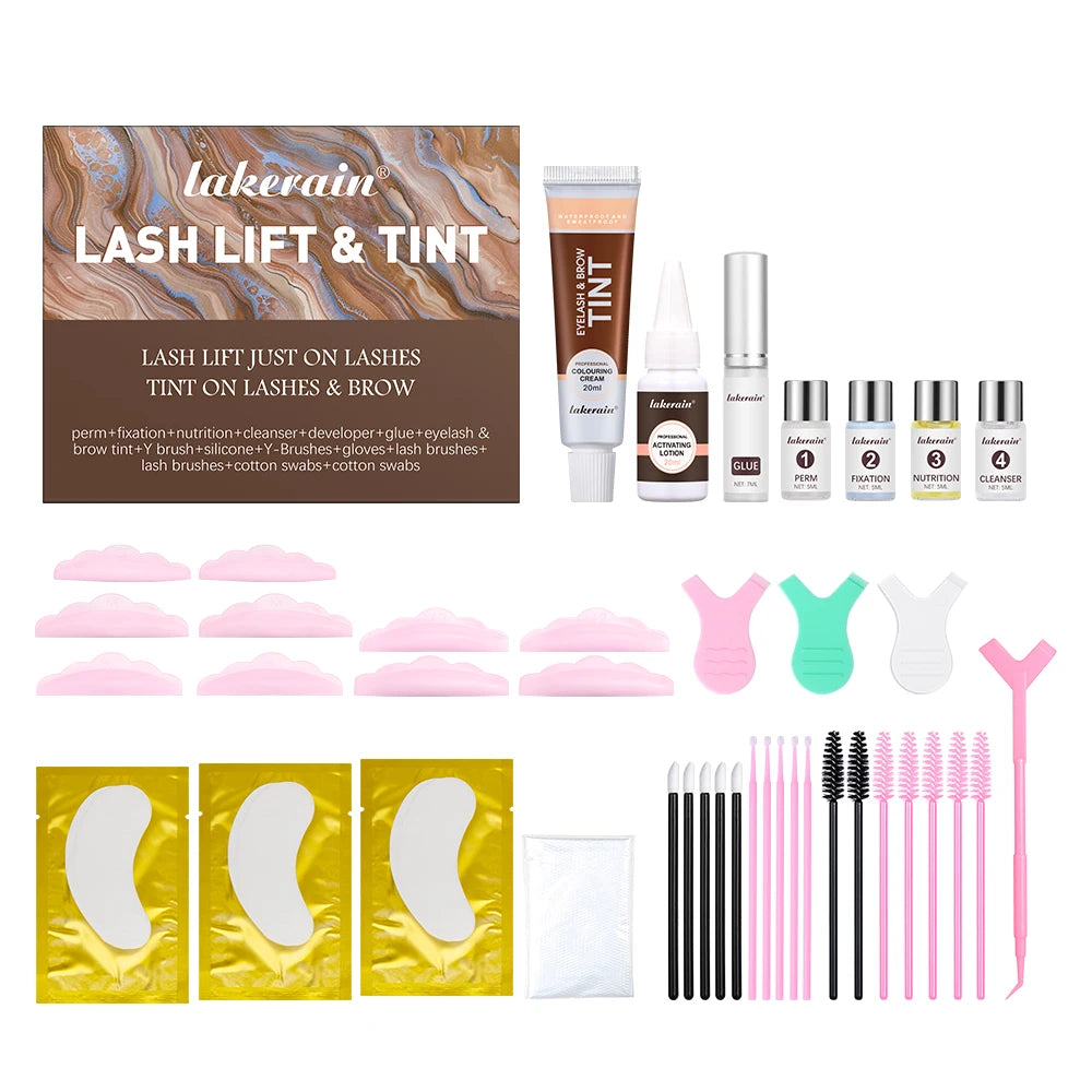 Professional Eyelash Perm & Tint Kit Black Brown Eyebrow Lamination Lash Lifting Curling Set Home Salon DIY Beauty Makeup Tools Pro