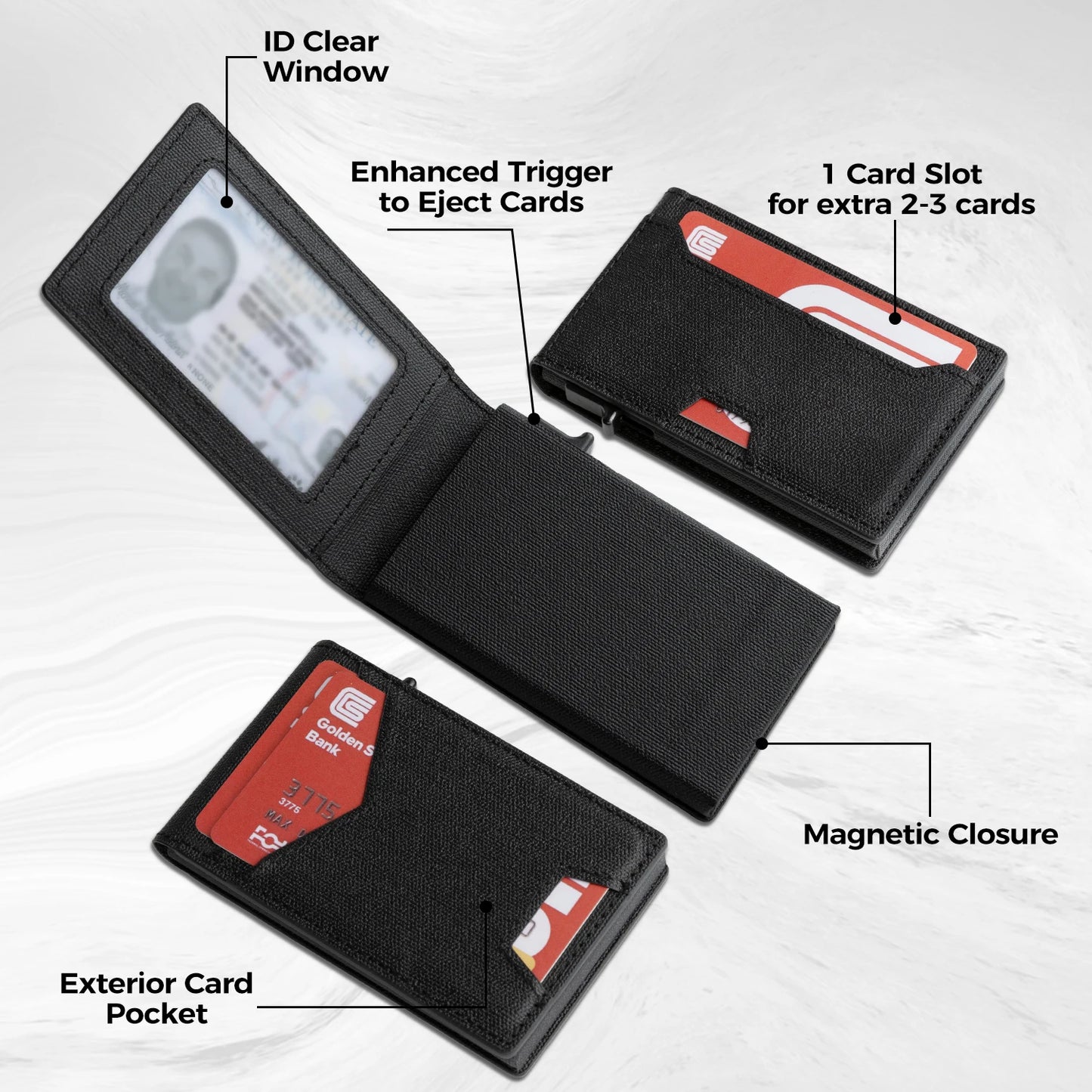 IWANTTI Minimalist Slim Cardholder for Men, Premium Fabric Wallet with Card Ejector, RFID Blocking Front Pocket Stylish Design