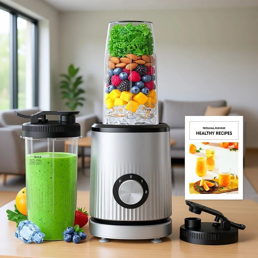 Portable Personal Smoothie Blender with 2 24oz Cups Extra Lid for Shakes Juices Baby Food Nutritious Recipes