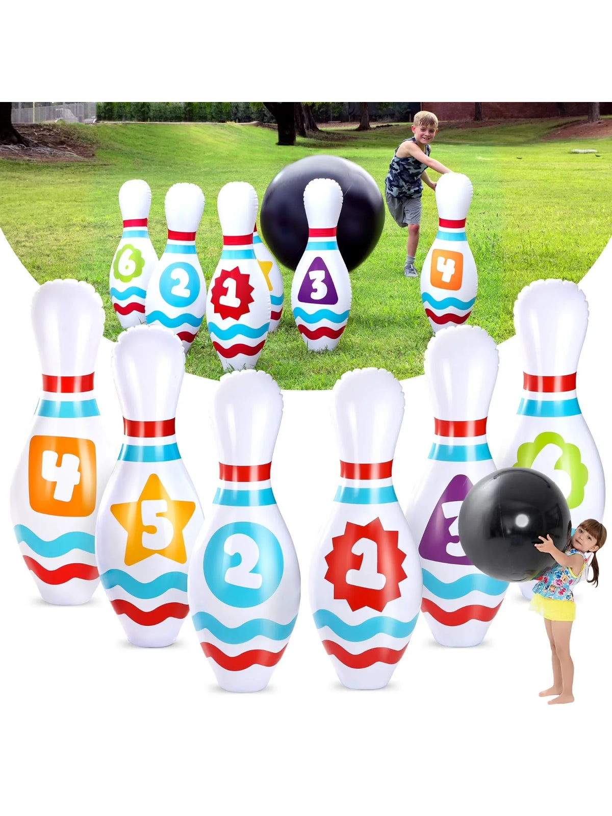 Joyfy Giant Inflatable Bowling Set for Kids Adults Christmas Birthday Gift Party Games Education Motor Skills Toys