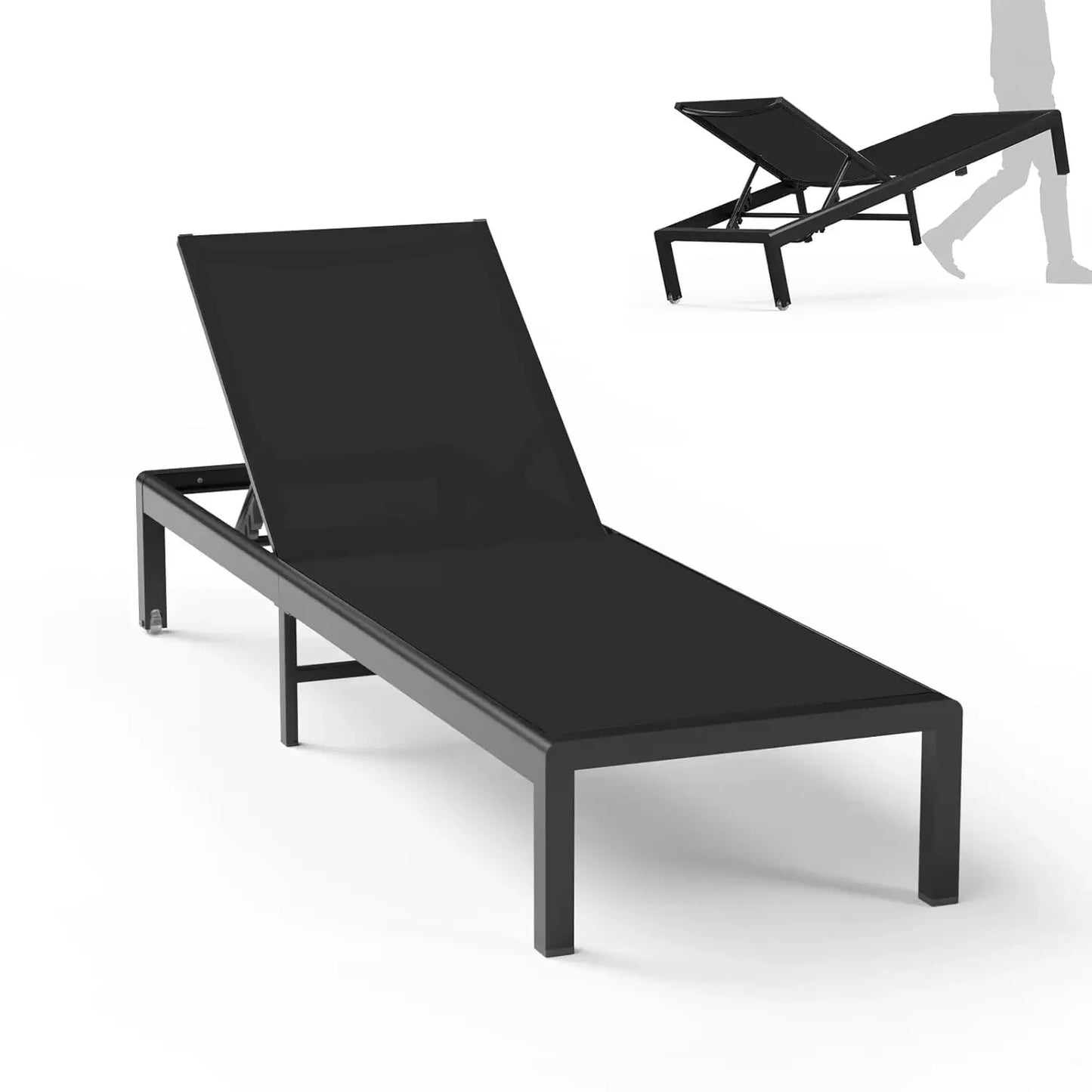 2 Sets Outdoor Aluminum Chaise Lounge Chairs Patio Metal Deck Furniture 5-Position Adjustable Poolside Lounger, Customized